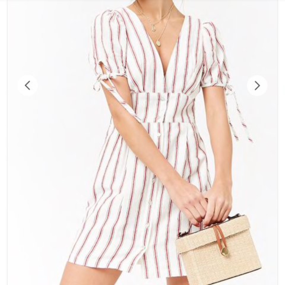 Forever 21 Striped Button-Down Linen Dress